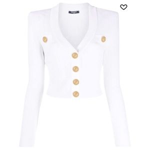 Worn once perfect condition! Balmain logo-button cropped knitted cardigan.